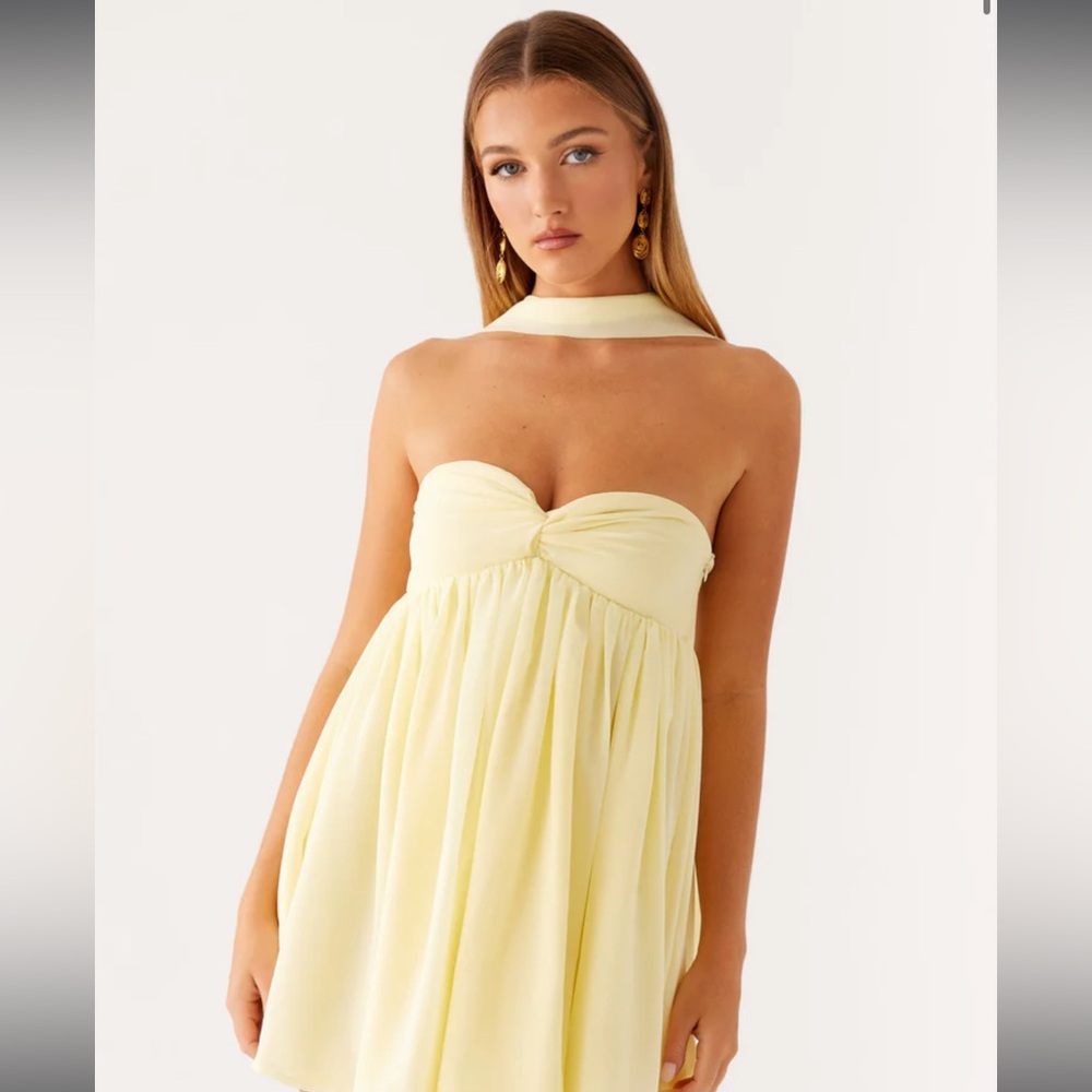 Elegant Yellow Peppermayo Strapless formal/prom dress